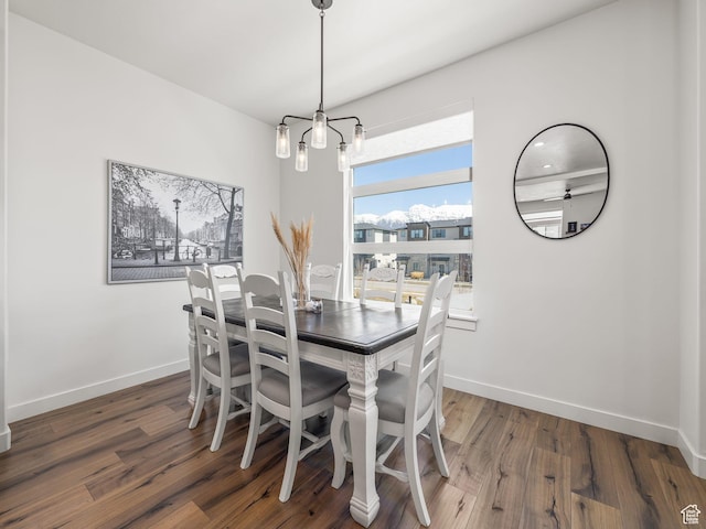 452 S Wood Stream Rd, American Fork, UT 84003 - dining space with wood finished floors, baseboards, and a chandelier