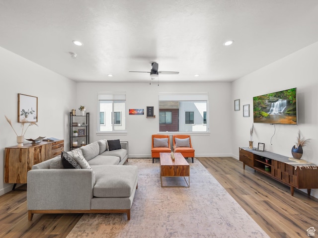 452 S Wood Stream Rd, American Fork, UT 84003 - living room with recessed lighting, wood finished floors, and a healthy amount of sunlight