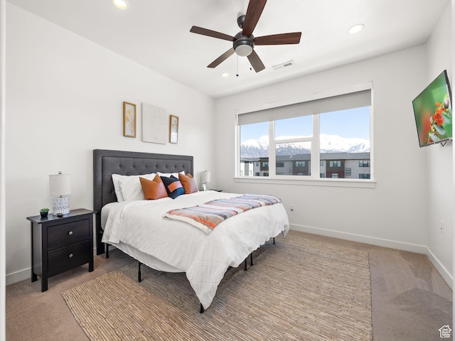 452 S Wood Stream Rd, American Fork, UT 84003 - bedroom featuring light carpet, baseboards, visible vents, and recessed lighting