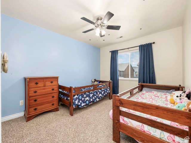 2046 N Belmont Dr, Saratoga Springs, UT 84045 - carpeted bedroom with visible vents, baseboards, and ceiling fan