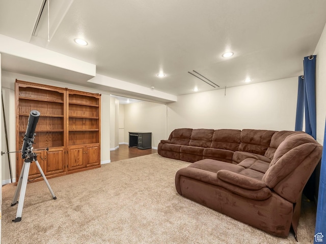 2046 N Belmont Dr, Saratoga Springs, UT 84045 - carpeted living room featuring baseboards and recessed lighting