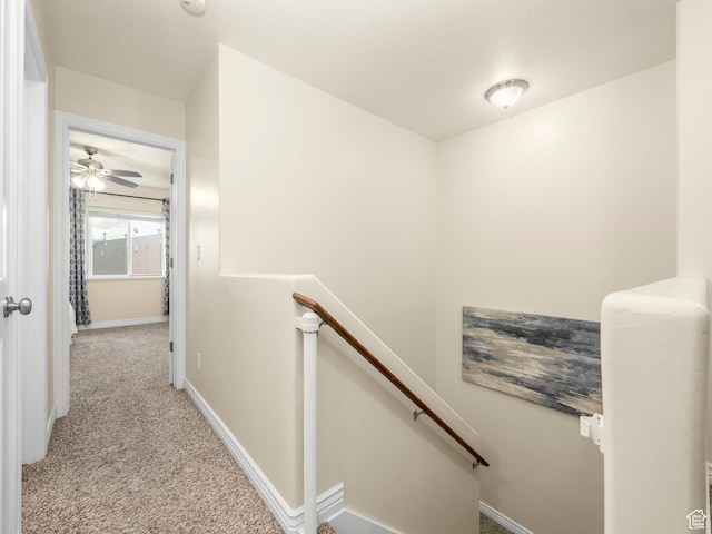 2046 N Belmont Dr, Saratoga Springs, UT 84045 - hall with baseboards, carpet flooring, and an upstairs landing