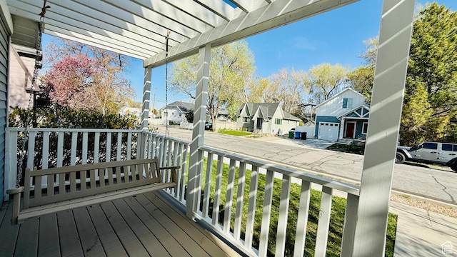 730 E 3155 S, Millcreek, UT 84106 - wooden terrace with a porch, a pergola, and a residential view