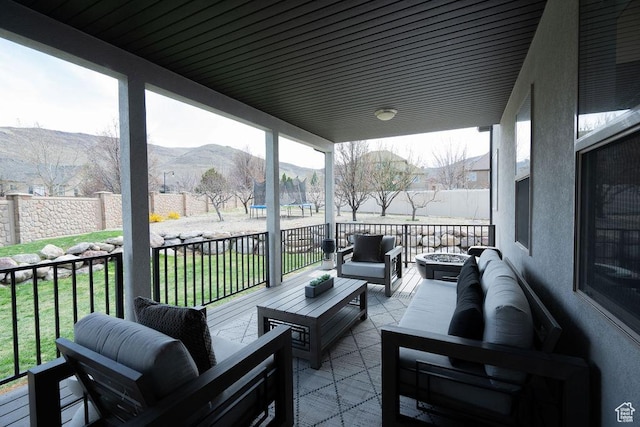 14661 S Rock Canyon Cir W, Herriman, UT 84096 - view of patio with outdoor lounge area and a mountain view