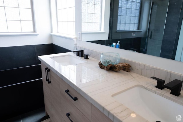 14661 S Rock Canyon Cir W, Herriman, UT 84096 - full bath featuring plenty of natural light, a shower stall, and double vanity