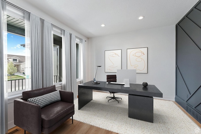 3010 W Willow Dr S, Lehi, UT 84043 - office space featuring baseboards, recessed lighting, wood finished floors, and visible vents