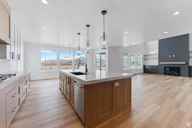 3010 W Willow Dr S, Lehi, UT 84043 - kitchen featuring a sink, recessed lighting, plenty of natural light, and light wood-type flooring