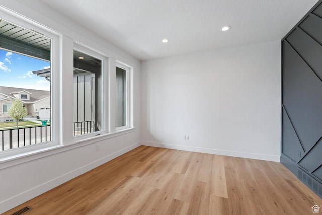 3010 W Willow Dr S, Lehi, UT 84043 - empty room featuring baseboards, recessed lighting, light wood-style flooring, and visible vents