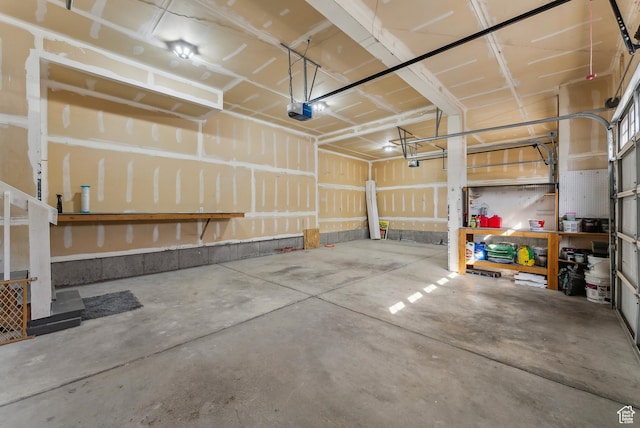garage with a garage door opener