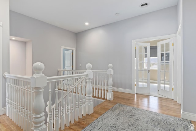 468 E 12000 S, Draper, UT 84020 - stairs with wood finished floors, french doors, baseboards, visible vents, and recessed lighting