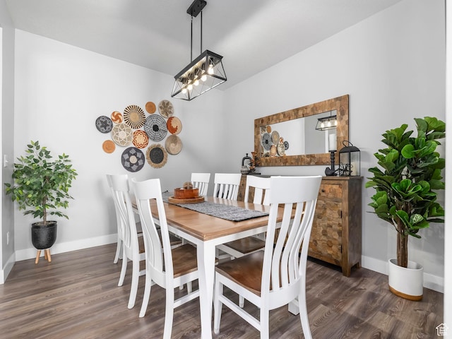 1058 S 800 W, American Fork, UT 84003 - dining space featuring baseboards, wood finished floors, and an inviting chandelier