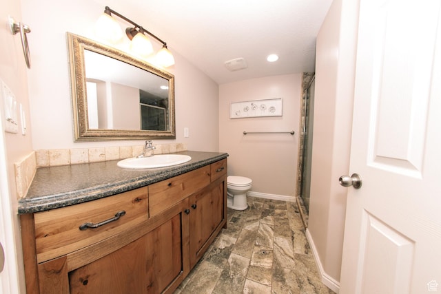 3611 W 850 S, Syracuse, UT 84075 - full bath featuring toilet, an enclosed shower, vanity, and baseboards