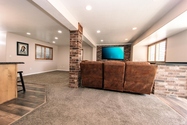 3611 W 850 S, Syracuse, UT 84075 - unfurnished living room with dark carpet, baseboards, and recessed lighting