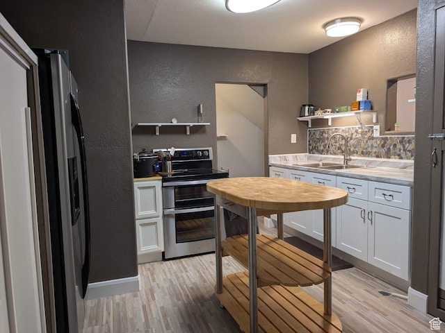 715 S Peachtree Dr, Toquerville, UT 84774 - kitchen with open shelves, stainless steel appliances, a textured wall, and a sink
