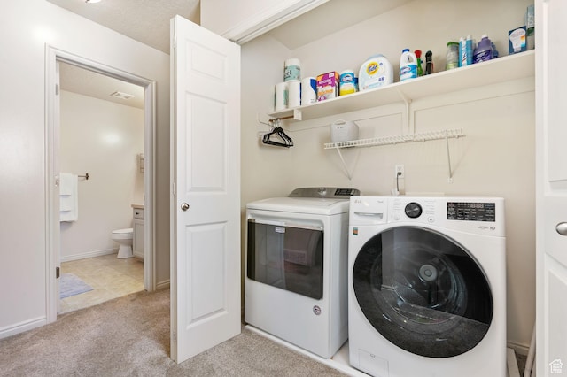 6160 S 1350 E, South Ogden, UT 84405 - clothes washing area with washer and dryer, laundry area, and light carpet