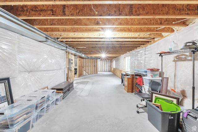view of unfinished basement