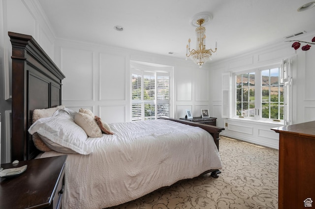 1230 E 11th Ave N, Salt Lake City, UT 84103 - bedroom with a decorative wall, ornamental molding, and a chandelier