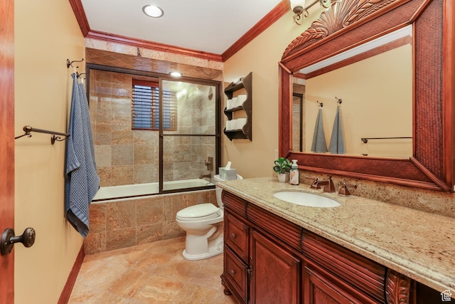 1230 E 11th Ave N, Salt Lake City, UT 84103 - bathroom with toilet, crown molding, vanity, and tiled shower / bath