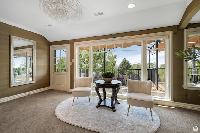 1230 E 11th Ave N, Salt Lake City, UT 84103 - sitting room with carpet floors, a chandelier, plenty of natural light, and vaulted ceiling
