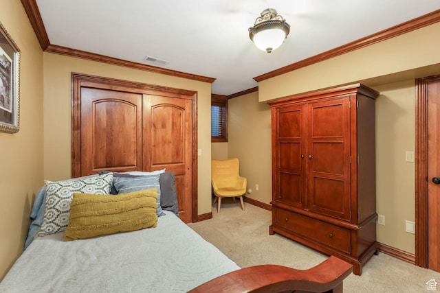 1230 E 11th Ave N, Salt Lake City, UT 84103 - bedroom featuring light carpet, crown molding, visible vents, and baseboards