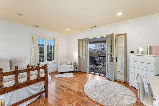 1230 E 11th Ave N, Salt Lake City, UT 84103 - bedroom with access to exterior, crown molding, and visible vents