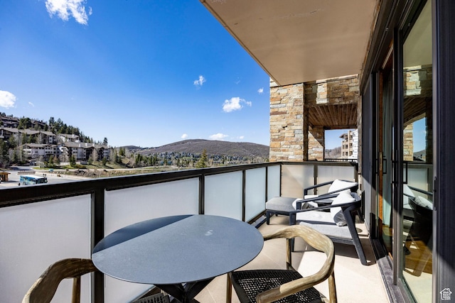 balcony with a mountain view