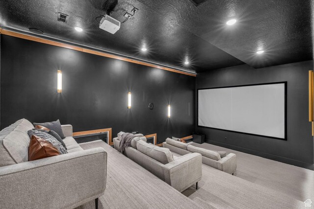 1338 S 1220 E, Salem, UT 84653 - carpeted home theater with baseboards, visible vents, and recessed lighting