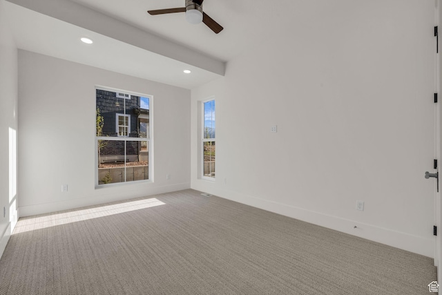 1338 S 1220 E, Salem, UT 84653 - spare room featuring recessed lighting, carpet floors, baseboards, and ceiling fan