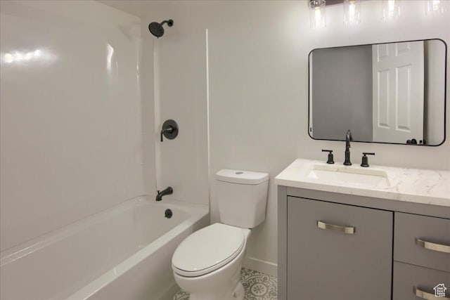 1166 E 4875 S, Ogden, UT 84403 - full bathroom featuring washtub / shower combination, tile patterned floors, toilet, vanity, and baseboards
