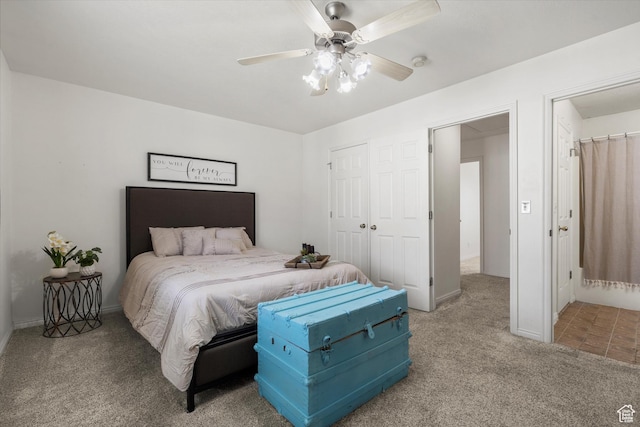 325 E 2300 N, North Ogden, UT 84414 - bedroom with light carpet, a ceiling fan, and baseboards