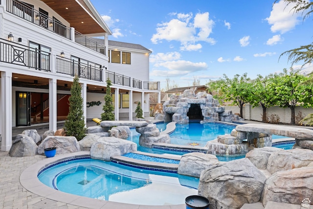 1263 E Chapman Ct, Alpine, UT 84004 - view of pool featuring a patio area and a pool with connected hot tub