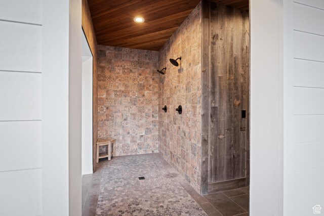1263 E Chapman Ct, Alpine, UT 84004 - full bath featuring wood ceiling, tiled shower, and recessed lighting