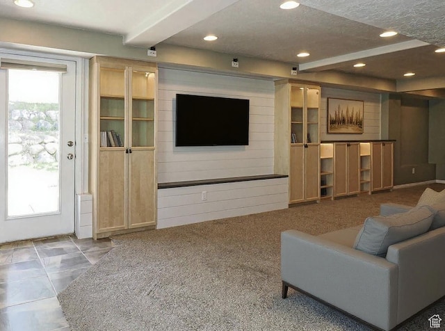 12261 S Stephens View Cir, Draper, UT 84020 - living area featuring recessed lighting and beam ceiling