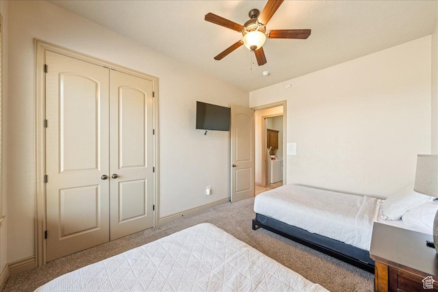 188 N 6680 W Unit 4, Hurricane, UT 84737 - bedroom with light carpet, a ceiling fan, baseboards, and a closet