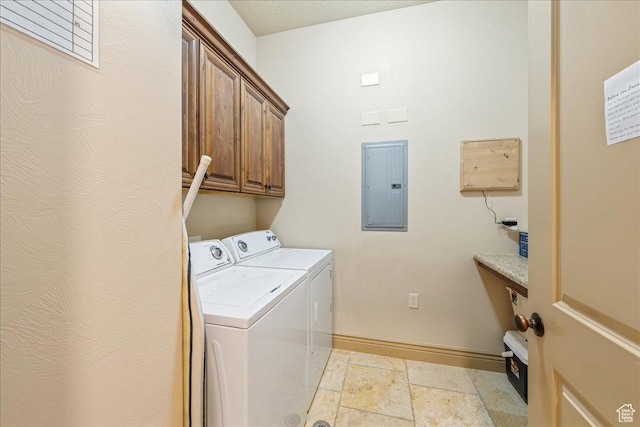 188 N 6680 W Unit 4, Hurricane, UT 84737 - laundry room featuring independent washer and dryer, stone tile flooring, electric panel, baseboards, and cabinet space