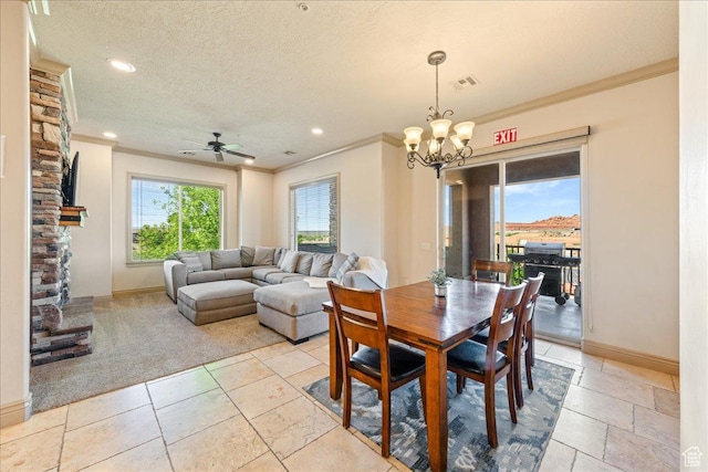 188 N 6680 W Unit 4, Hurricane, UT 84737 - dining space featuring baseboards, ornamental molding, ceiling fan with notable chandelier, and recessed lighting