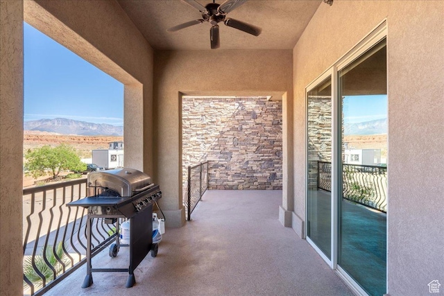 188 N 6680 W Unit 4, Hurricane, UT 84737 - balcony featuring area for grilling, a ceiling fan, and a mountain view