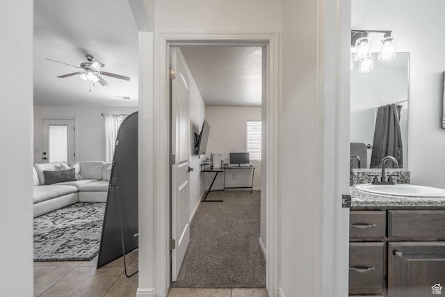 1024 Painted Cloud Pl, Washington, UT 84780 - bathroom with tile patterned flooring, ceiling fan, and vanity