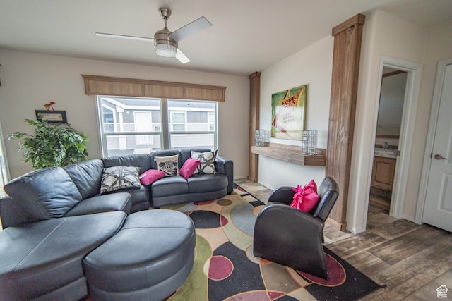 163 Eagle St, Eureka, UT 84628 - living area featuring wood finished floors and ceiling fan