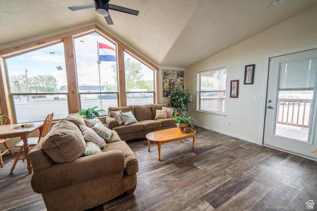 163 Eagle St, Eureka, UT 84628 - living area featuring dark wood finished floors, lofted ceiling, and a textured ceiling
