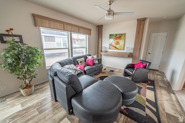 163 Eagle St, Eureka, UT 84628 - living area with ceiling fan, baseboards, and light wood-style flooring