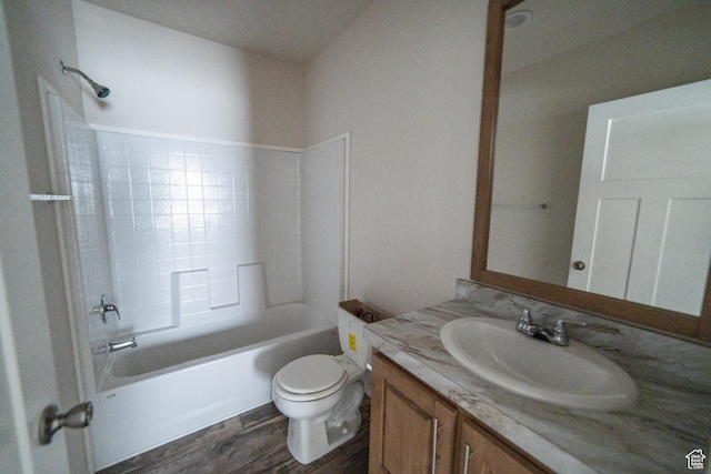 163 Eagle St, Eureka, UT 84628 - full bath featuring wood finished floors, toilet, vanity, and shower / washtub combination