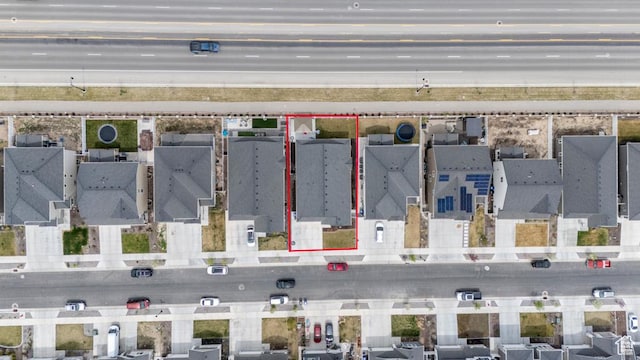drone / aerial view with a residential view