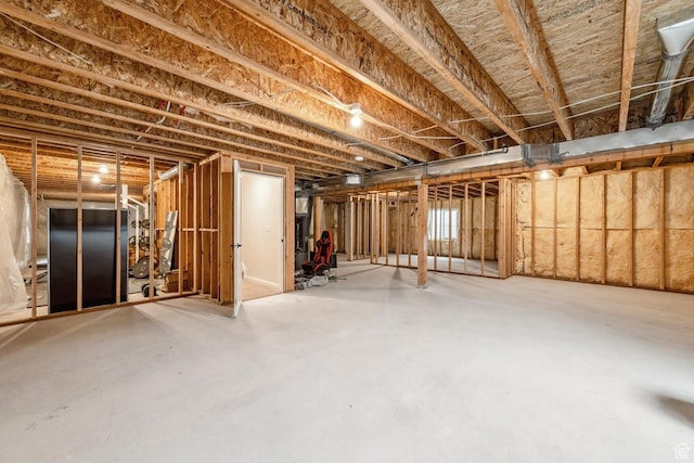 view of unfinished basement