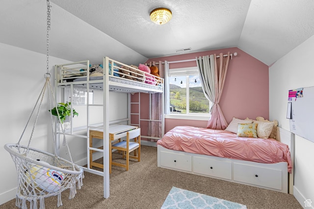 86 Elk Ridge Dr W, Elk Ridge, UT 84651 - bedroom with vaulted ceiling, carpet, and a textured ceiling