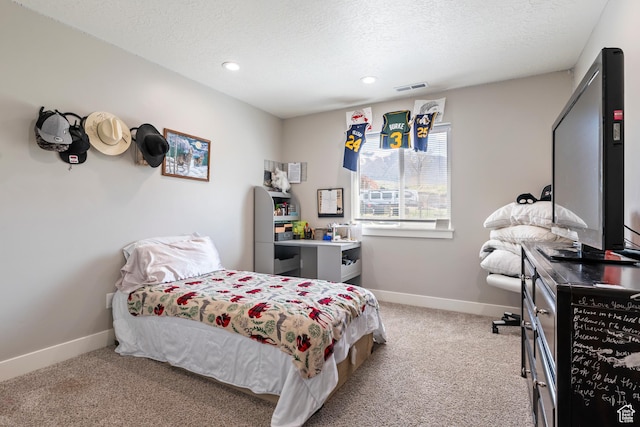 285 W Olympic Ln, Elk Ridge, UT 84651 - bedroom featuring light carpet, a textured ceiling, visible vents, and baseboards