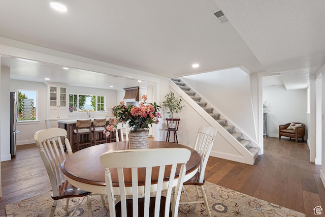 5186 W 9970 S, Payson, UT 84651 - dining room with stairway, hardwood / wood-style floors, baseboards, and recessed lighting