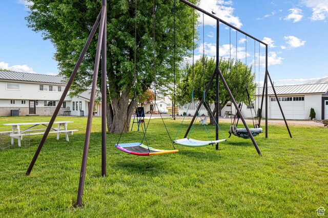 5186 W 9970 S, Payson, UT 84651 - view of jungle gym featuring a lawn and central air condition unit