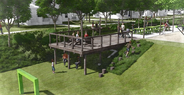view of community featuring a lawn