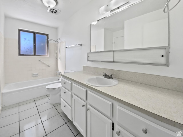 3445 W 3650 S, West Valley City, UT 84119 - full bath featuring tile patterned floors, vanity, tub / shower combination, toilet, and visible vents